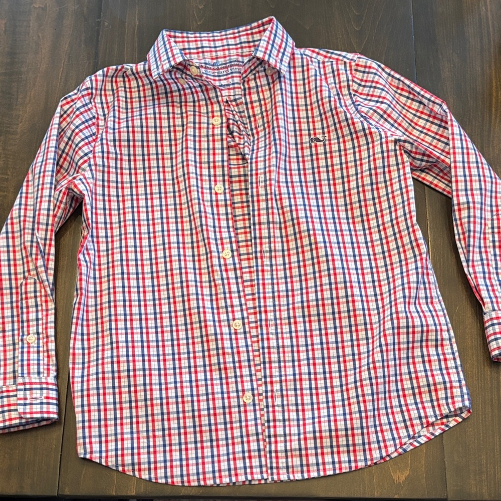 Vineyard Vines Red and Blue Plaid Shirt